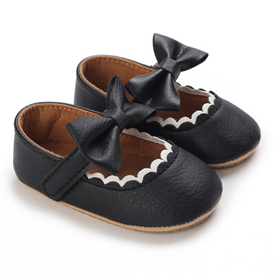Melnās modes jaundzimušo ballītes princešu apavi zēniem un meitenēm pirmā soļa pastaigu apavi ar gumijas zoli, neslīdoši mazuļu apavi 0-18 M