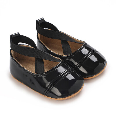 Melnās modes jaundzimušo ballītes princešu apavi zēniem un meitenēm pirmā soļa pastaigu apavi ar gumijas zoli, neslīdoši mazuļu apavi 0-18 M