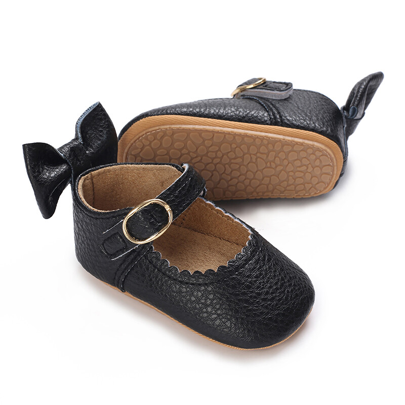 Melnās modes jaundzimušo ballītes princešu apavi zēniem un meitenēm pirmā soļa pastaigu apavi ar gumijas zoli, neslīdoši mazuļu apavi 0-18 M