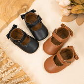 Meckior Bow jaundzimušo meiteņu apavi sprādzes mežģīnes Princeses pastaigu apavi Gumijas zole pretslīdēšanas apavi bērniem mazuļiem 0-18M