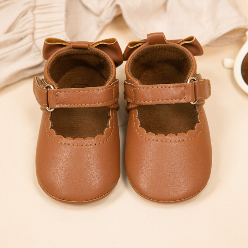 Meckior Bow jaundzimušo meiteņu apavi sprādzes mežģīnes Princeses pastaigu apavi Gumijas zole pretslīdēšanas apavi bērniem mazuļiem 0-18M