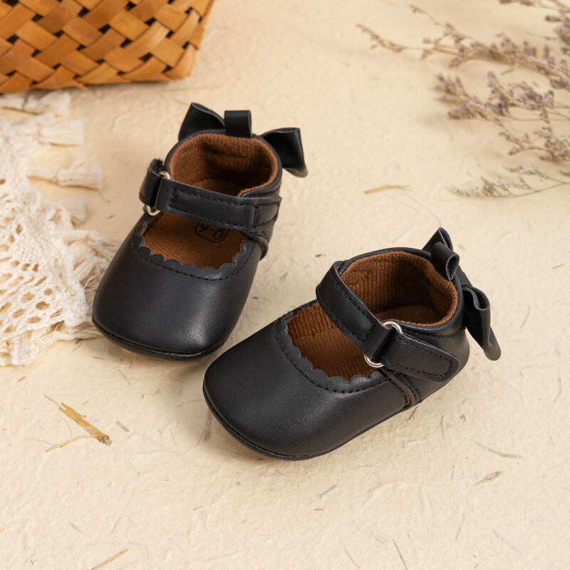 Meckior Bow jaundzimušo meiteņu apavi sprādzes mežģīnes Princeses pastaigu apavi Gumijas zole pretslīdēšanas apavi bērniem mazuļiem 0-18M