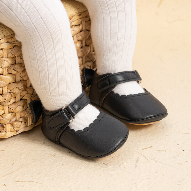 Meckior Bow jaundzimušo meiteņu apavi sprādzes mežģīnes Princeses pastaigu apavi Gumijas zole pretslīdēšanas apavi bērniem mazuļiem 0-18M