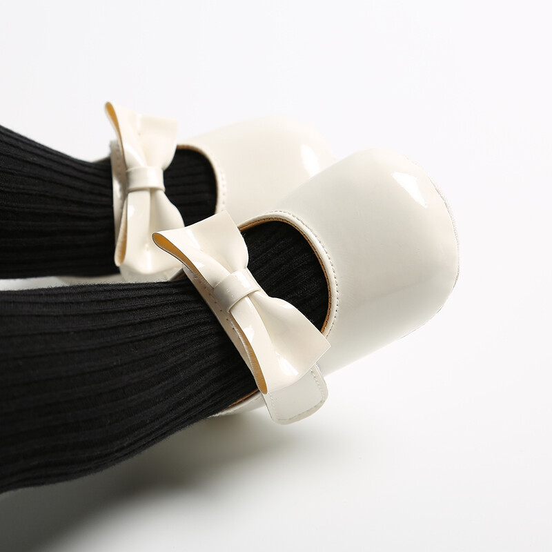 Jaundzimušo bērnu apavi zīdaiņu meiteņu apavi PU Pretslīdes Bowknot Klasiski princešu kleitu apavi Toddler First Walker Crib Shoe