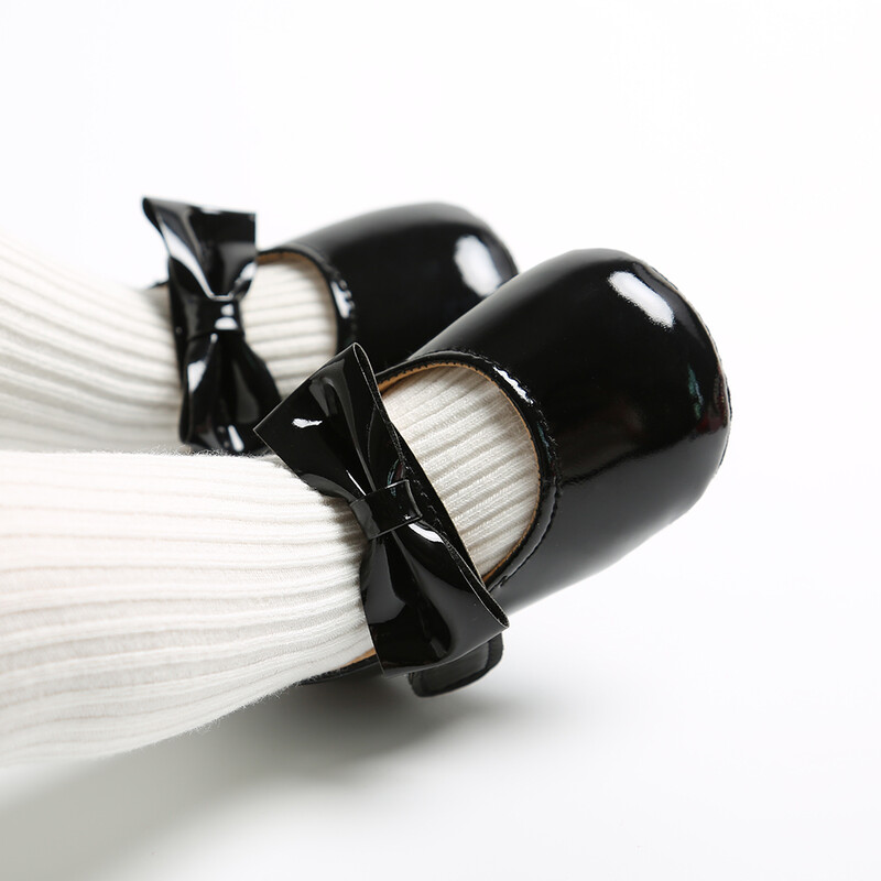 Jaundzimušo bērnu apavi zīdaiņu meiteņu apavi PU Pretslīdes Bowknot Klasiski princešu kleitu apavi Toddler First Walker Crib Shoe