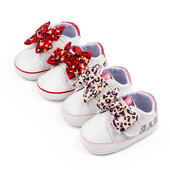 „Citgeett Autumn Infant Baby Girl“ sportiniai bateliai „Bow Letters“ leopardo rašto plokščiapadžiai pirmieji vaikščiojimo batai kasdieniai laisvalaikio batai