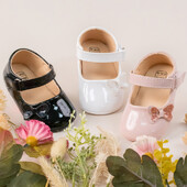 KIDSUN újszülött babacipő lányoknak PU bőr alkalmi csokorruha cipő gumi csúszásmentes party esküvői hercegnő babacipő 0-18M