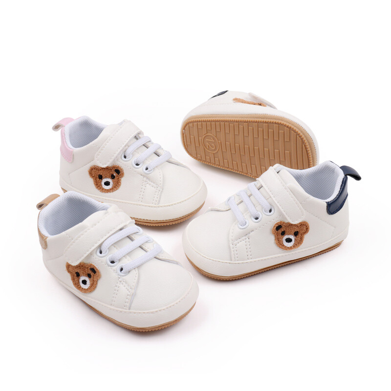 Zīdaiņu apavi Cute Bear Sneaker pavasara un rudens stila augstas kvalitātes PU un TPR zole pretslīdēšana 0-9-18 mēn Toddler Walking BMB3134