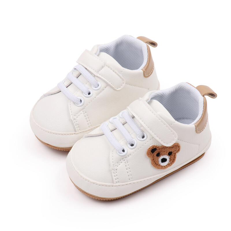 Zīdaiņu apavi Cute Bear Sneaker pavasara un rudens stila augstas kvalitātes PU un TPR zole pretslīdēšana 0-9-18 mēn Toddler Walking BMB3134