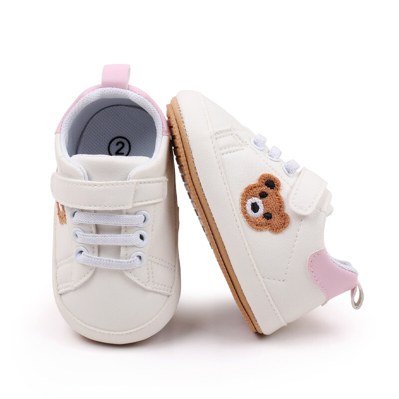 Zīdaiņu apavi Cute Bear Sneaker pavasara un rudens stila augstas kvalitātes PU un TPR zole pretslīdēšana 0-9-18 mēn Toddler Walking BMB3134