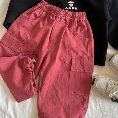 Bērnu bikses jostas Kombinezoni Mazuļu platas kājas Bikses Meiteņu Bikses Pusaudžu Meiteņu Apģērbi Kravas Ziemas Apģērbi Zēniem