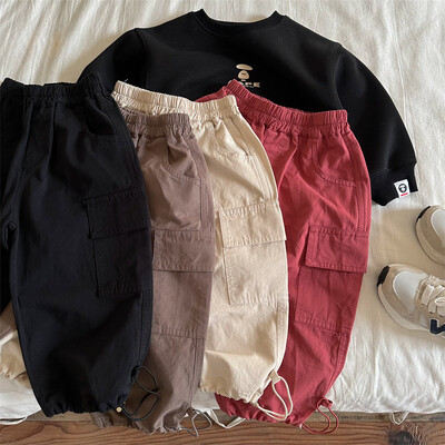 Bērnu bikses jostas Kombinezoni Mazuļu platas kājas Bikses Meiteņu Bikses Pusaudžu Meiteņu Apģērbi Kravas Ziemas Apģērbi Zēniem