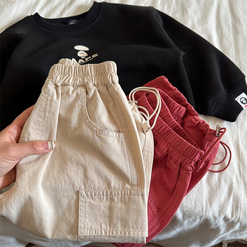 Bērnu bikses jostas Kombinezoni Mazuļu platas kājas Bikses Meiteņu Bikses Pusaudžu Meiteņu Apģērbi Kravas Ziemas Apģērbi Zēniem