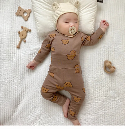 Beebiriided 2tk Komplektid Sügistalvine Pidžaamakomplekt Alumine Pesu Kaheosaline Komplekt Puuvillane Beebi pikkade varrukatega komplekt