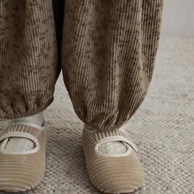 Toddler korejiešu ikdienas apģērbs Pavasaris Rudens Mazulis Retro Brīvs Zēns Bērni Ārā Harēma Bikses Apdrukātas Meiteņu Bērnu Modes Bikses