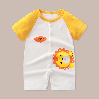 Drabužiai naujagimiui Mieli animaciniai filmukai dinozaurų tigro ryklio liūto spaudos dirželis Patogus vasaros berniukų 0-18 metų kombinezonas trumpomis rankovėmis kūdikiui