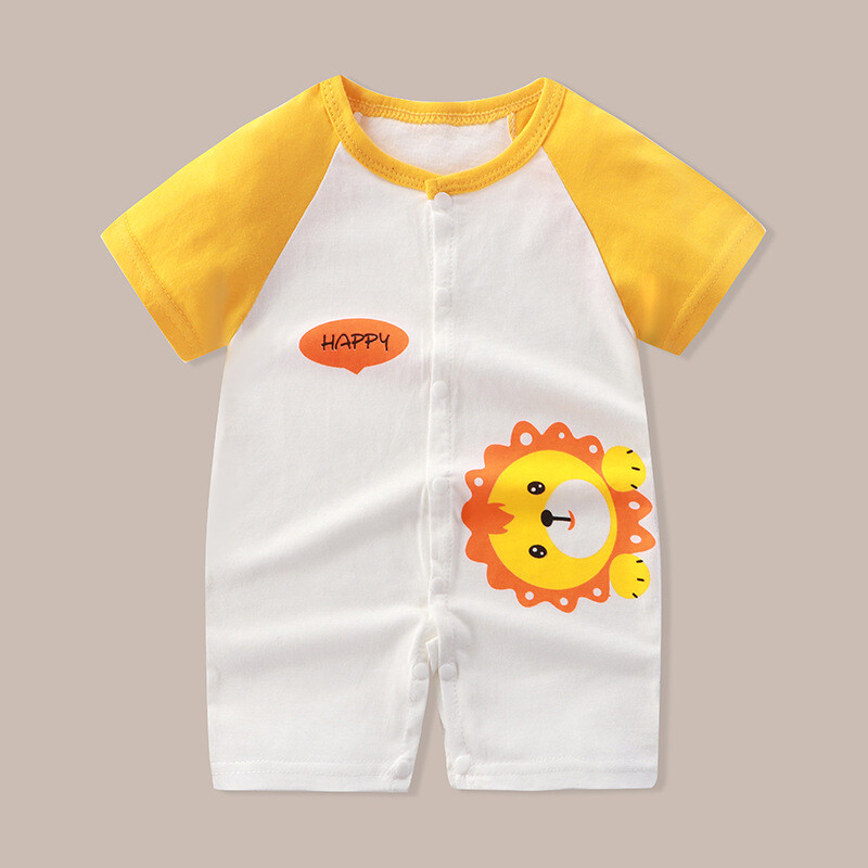 Drabužiai naujagimiui Mieli animaciniai filmukai dinozaurų tigro ryklio liūto spaudos dirželis Patogus vasaros berniukų 0-18 metų kombinezonas trumpomis rankovėmis kūdikiui