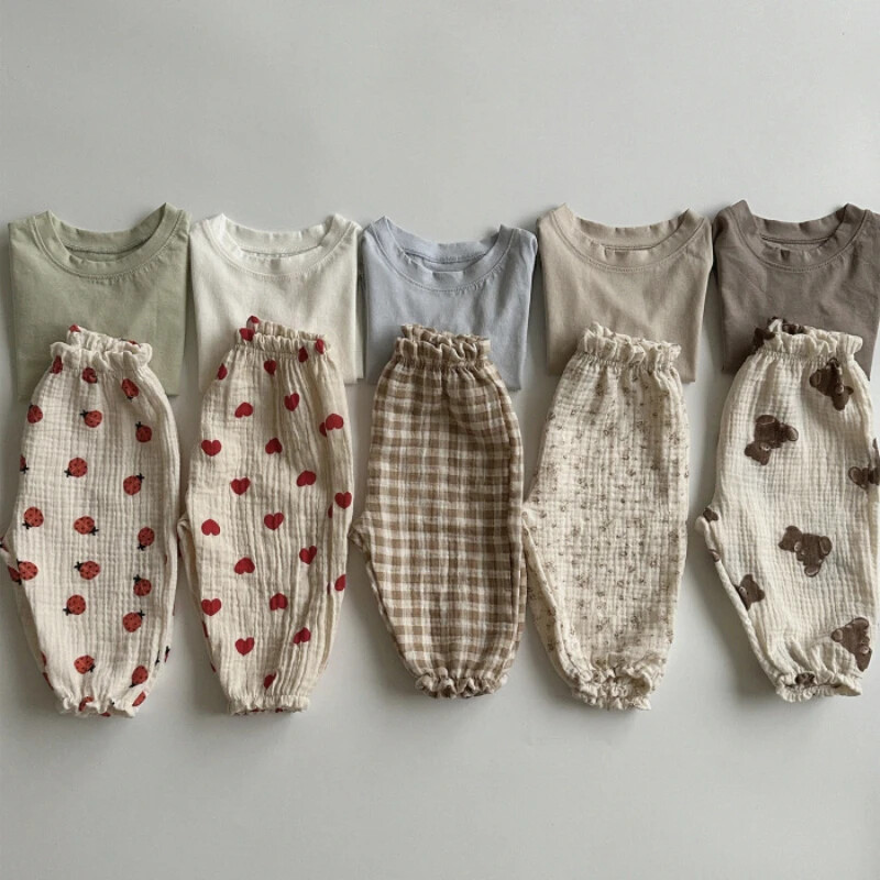 Βρεφικό παντελόνι από οργανικό βαμβάκι Νεογέννητα νήπια Φθινόπωρο Άνοιξη Καλοκαίρι Χειμώνας Χαριτωμένο Εκτύπωση Μαλακά Ρούχα Μουσελίνα Παντελόνια Pantalons Capris