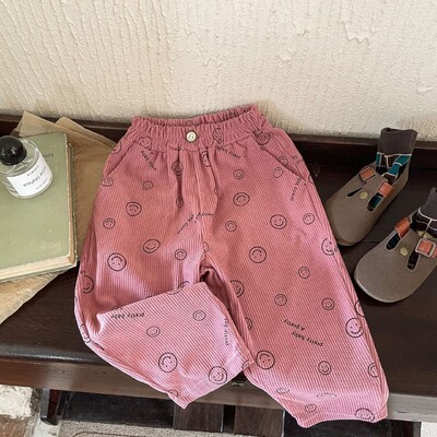 Pavasara rudens bērnu velveta bikses zēniem un meitenēm korejiešu mazuļa apgrieztas bikses bērniem jauna stila vienkāršas modes daudzpusīgas bikses