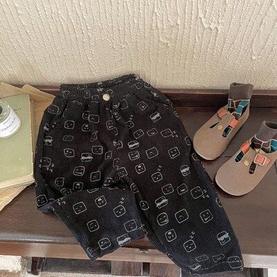 Pavasara rudens bērnu velveta bikses zēniem un meitenēm korejiešu mazuļa apgrieztas bikses bērniem jauna stila vienkāršas modes daudzpusīgas bikses