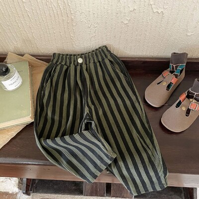 Pavasara rudens bērnu velveta bikses zēniem un meitenēm korejiešu mazuļa apgrieztas bikses bērniem jauna stila vienkāršas modes daudzpusīgas bikses