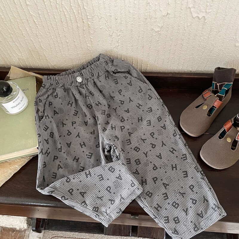 Pavasara rudens bērnu velveta bikses zēniem un meitenēm korejiešu mazuļa apgrieztas bikses bērniem jauna stila vienkāršas modes daudzpusīgas bikses