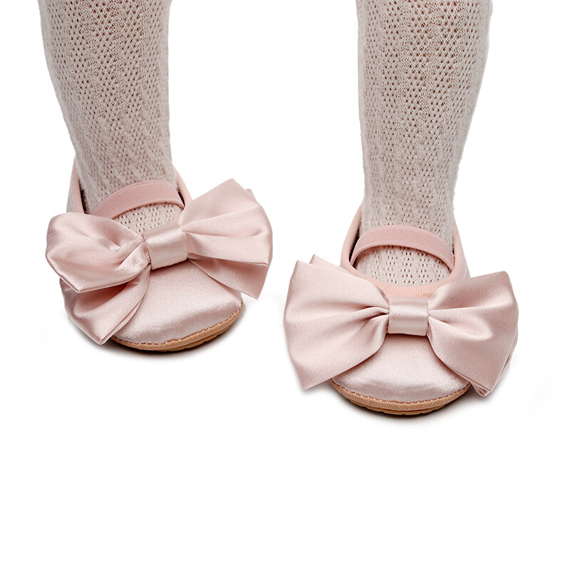 Princess Baby Girls mokaszin aranyos, nagy masnis puha talpú lapos cipők csecsemők Prewalker csúszásgátló cipőkhöz First Walker kiságy cipők