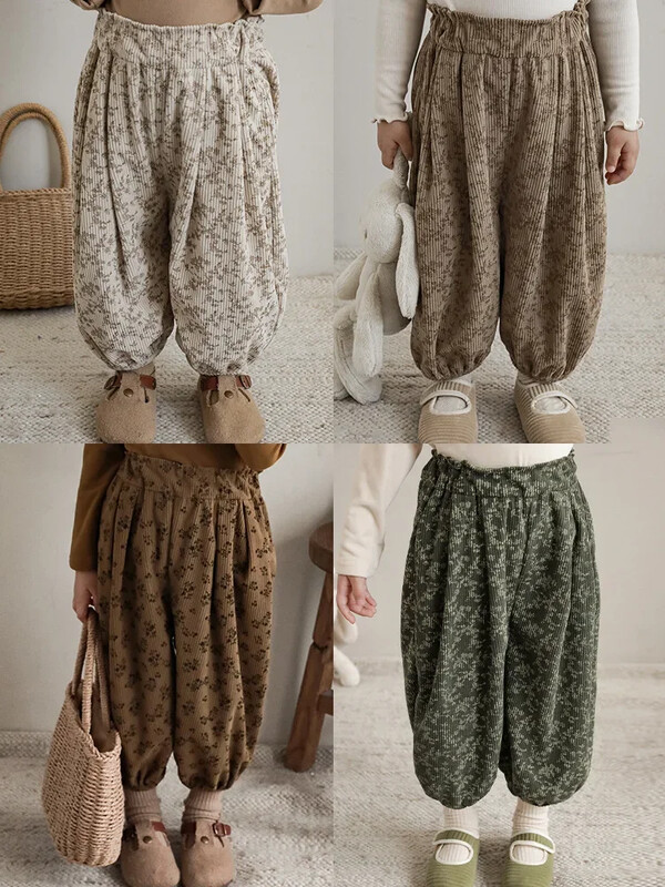 Κορεάτικα καθημερινά ρούχα 1-12 ετών φθινόπωρο μωρό ρετρό χαλαρό αγόρι Παιδιά σε εξωτερικούς χώρους Παντελόνι χαρέμι με στάμπα κορίτσι Παιδικά παντελόνια μόδας