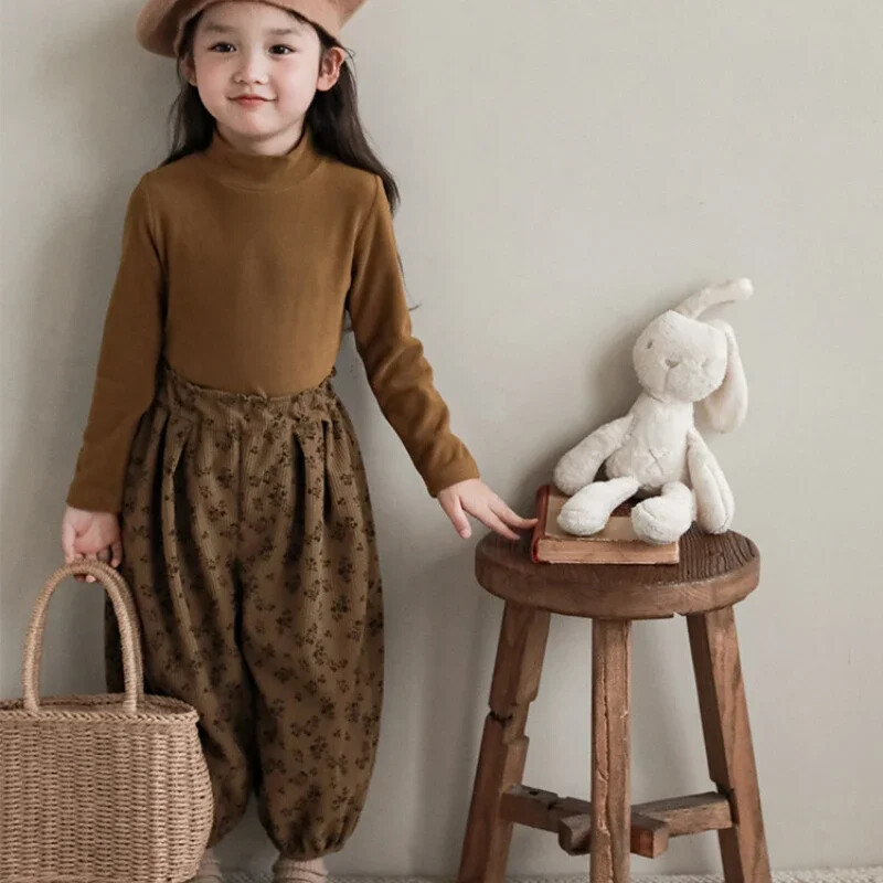 Κορεάτικα καθημερινά ρούχα 1-12 ετών φθινόπωρο μωρό ρετρό χαλαρό αγόρι Παιδιά σε εξωτερικούς χώρους Παντελόνι χαρέμι με στάμπα κορίτσι Παιδικά παντελόνια μόδας