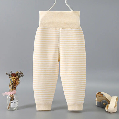 Mazuļa bikses ar augstu vidukli vēdera bikses mazuļiem krāsainas kokvilnas diegu bikses jaundzimušajam rudens bikses apakšā ar vienu kāju rudens