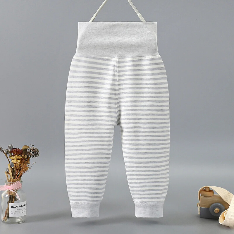 Mazuļa bikses ar augstu vidukli vēdera bikses mazuļiem krāsainas kokvilnas diegu bikses jaundzimušajam rudens bikses apakšā ar vienu kāju rudens