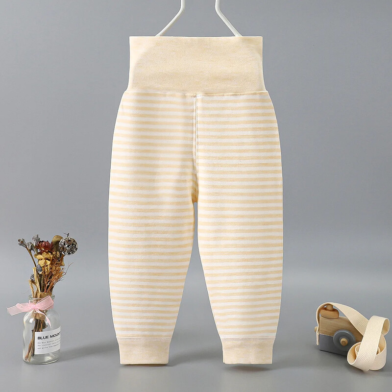 Mazuļa bikses ar augstu vidukli vēdera bikses mazuļiem krāsainas kokvilnas diegu bikses jaundzimušajam rudens bikses apakšā ar vienu kāju rudens