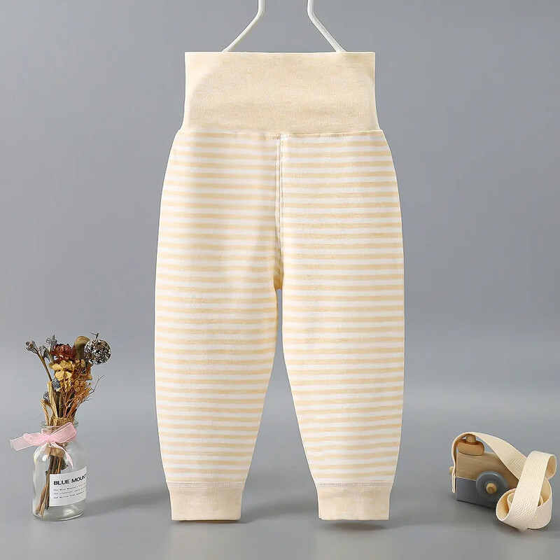 Mazuļa bikses ar augstu vidukli vēdera bikses mazuļiem krāsainas kokvilnas diegu bikses jaundzimušajam rudens bikses apakšā ar vienu kāju rudens