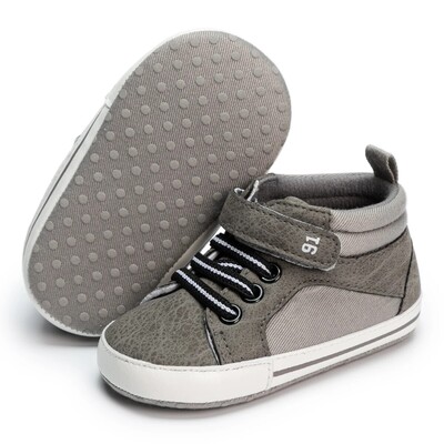 Meckior Baby Boy Kurpes ar augstu augšdaļu Jaundzimušo zīdaiņu zīdaiņu ikdienas apavi Kokvilnas zole Pretslīdēšanas pirmie staigulīši meiteņu apavi