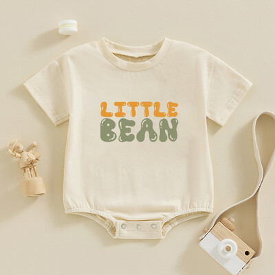 Újszülött kisfiú lány kávés póló buborék rövid ujjú kis bab Body nagyméretű ingek csecsemő alkalmi ingek felső