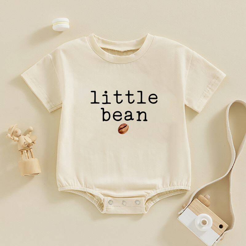 Újszülött kisfiú lány kávés póló buborék rövid ujjú kis bab Body nagyméretű ingek csecsemő alkalmi ingek felső