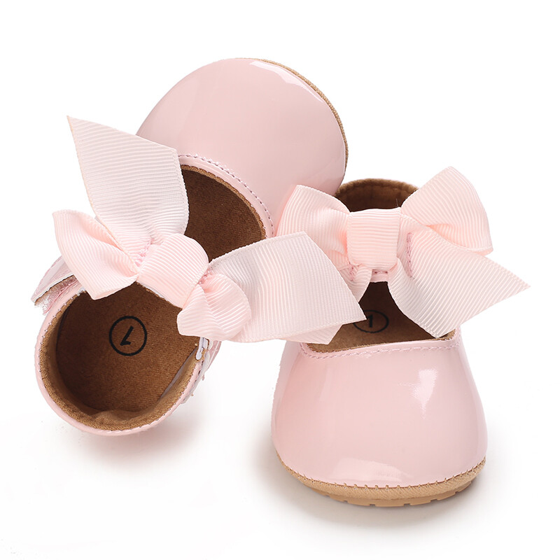 Mergaičių batai Bowknot Flats Minkštas padas neslystantis kūdikių vaikštynės Suknelė mažyliui Krikšto iškilmingi batai