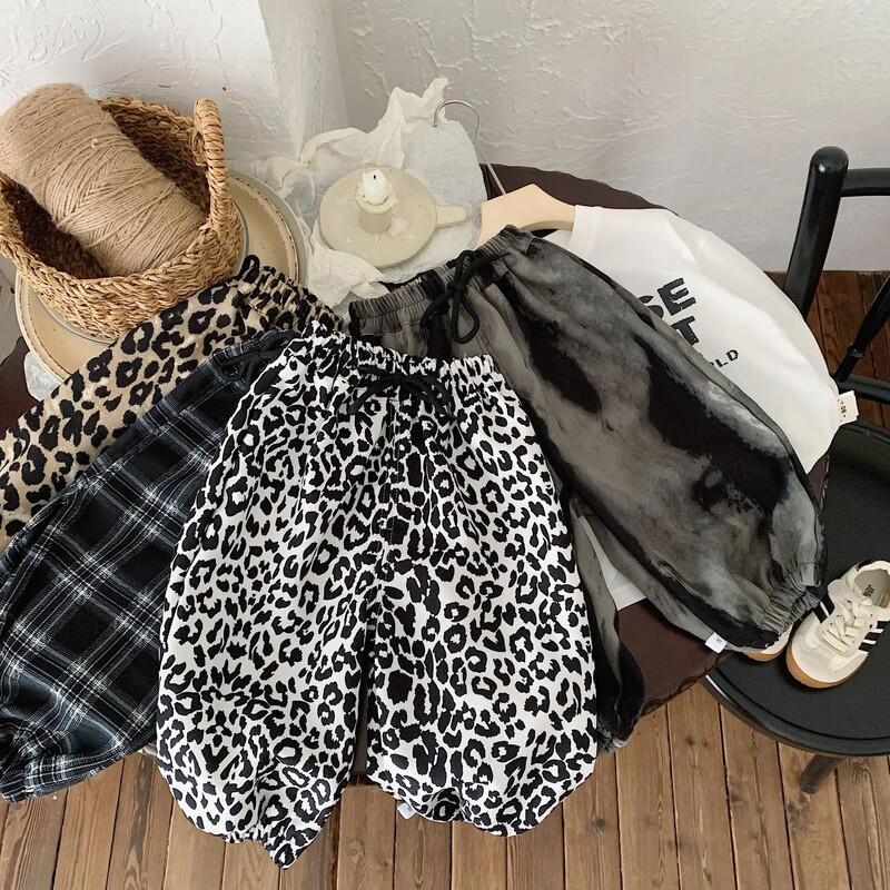 Meiteņu bikses, zēni, mazi bērni, bērni, leoparda bikses, 2024. gada pavasaris, 1–10 g. bērnu bikses, apģērbi korejiešu stilā