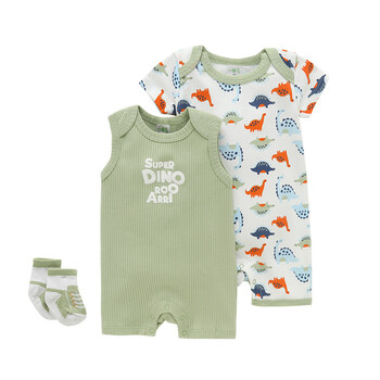 Little maven Комплект от 3 части Whale Summer Baby Boys Sleeveless One Pieces Newborn Animal Dinosaur Romper Giraffe Toddler Gampsuit