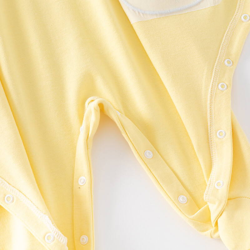 Jaundzimušo meitenītes pavasara un rudens kombinezons ar garām piedurknēm tīras kokvilnas jauks dzeltens multeņu izšūts trusis