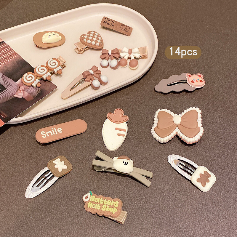 14 vienetų mielų korėjietiško stiliaus drugelių plaukų segtukų ir plaukų aksesuarų, tinkančių kasdieniniam naudojimui su BB segtukais