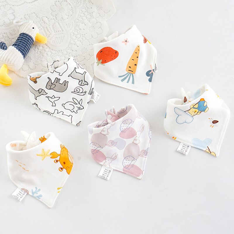 5 vienetų kūdikių seilinukų rinkinys, medvilninis trikampis, vaikams, maitinantis audiniais, seilėmis ir rankšluosčiu