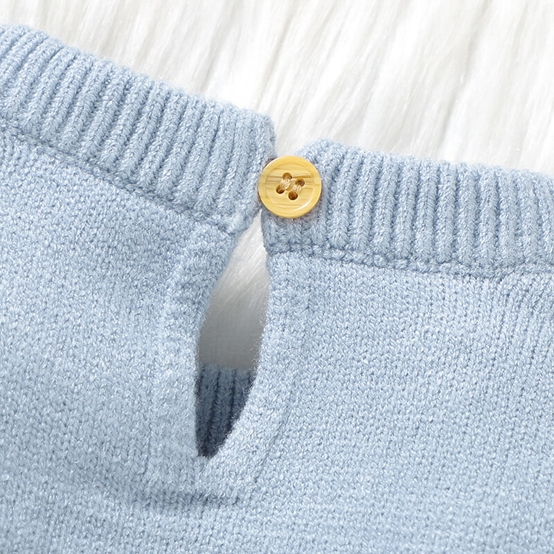0-18m Kūdikių šliaužtinukai Kepurės Rinkiniai Pavasaris Ruduo Žiema Mėlyna ilgomis rankovėmis Megzti naujagimių berniukų Apranga Kostiumai Kepurės Kostiumai 2vnt Kostiumai