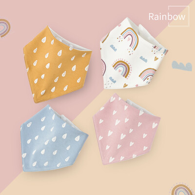 4 vnt. medvilniniai seilėtekliai kūdikiams, kietas/spausdintas šalikas, patogus seilėtis dantimis, kvėpuojantis seilių rankšluostis