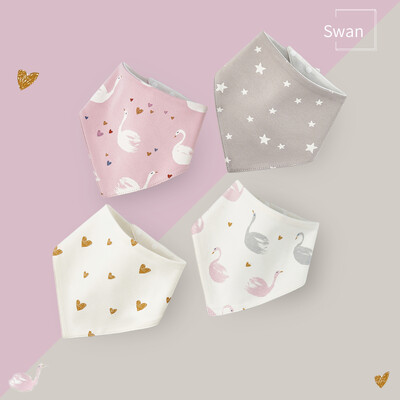 4 vnt. medvilniniai seilėtekliai kūdikiams, kietas/spausdintas šalikas, patogus seilėtis dantimis, kvėpuojantis seilių rankšluostis