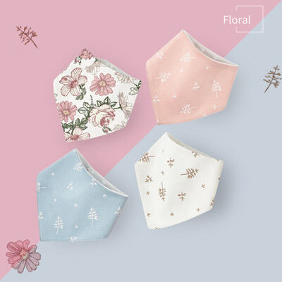 4 vnt. medvilniniai seilėtekliai kūdikiams, kietas/spausdintas šalikas, patogus seilėtis dantimis, kvėpuojantis seilių rankšluostis