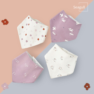 4 vnt. medvilniniai seilėtekliai kūdikiams, kietas/spausdintas šalikas, patogus seilėtis dantimis, kvėpuojantis seilių rankšluostis