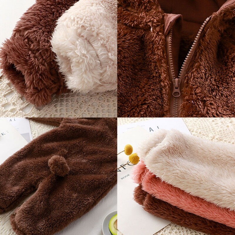 Téli babaruha aranyos rajzfilm medve baba nadrág pizsama pamut csecsemő fiú lányok állat jelmez cipzáras kombiné 0-24 hónap