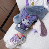 2024 m. Nauji Sanrio Kuromi Vaikiški Džinsai Mieli Animaciniai Retro Laisvi Elastingas Juosmuo Vaikai Universalūs Džinsai Žaislai mergaitėms Dovanos