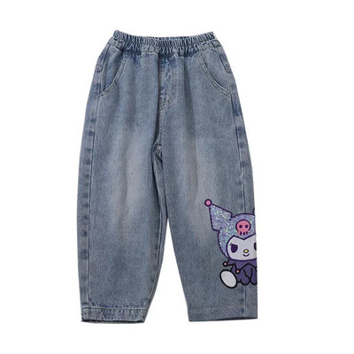 2024 m. Nauji Sanrio Kuromi Vaikiški Džinsai Mieli Animaciniai Retro Laisvi Elastingas Juosmuo Vaikai Universalūs Džinsai Žaislai mergaitėms Dovanos